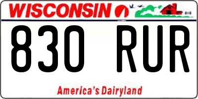 WI license plate 830RUR