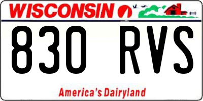 WI license plate 830RVS