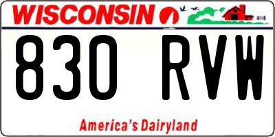 WI license plate 830RVW