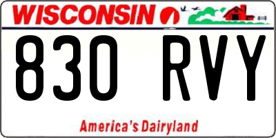 WI license plate 830RVY