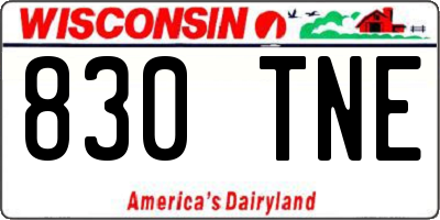 WI license plate 830TNE