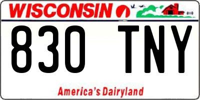 WI license plate 830TNY
