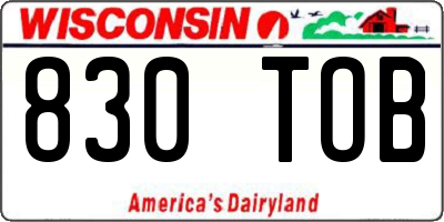 WI license plate 830TOB