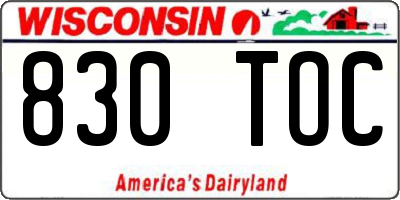 WI license plate 830TOC