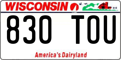 WI license plate 830TOU