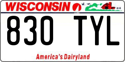 WI license plate 830TYL