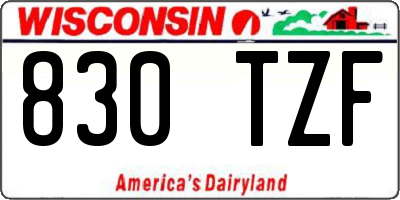 WI license plate 830TZF