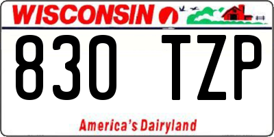 WI license plate 830TZP
