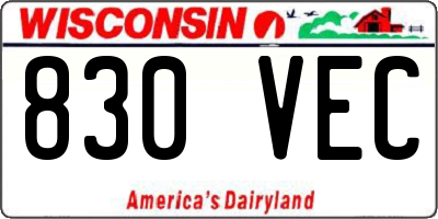 WI license plate 830VEC