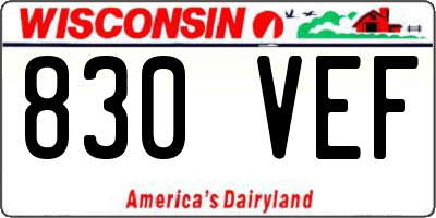 WI license plate 830VEF