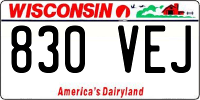 WI license plate 830VEJ
