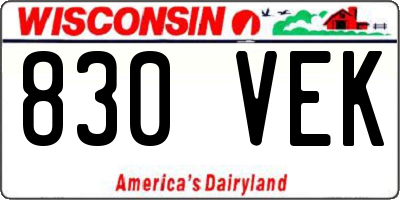 WI license plate 830VEK