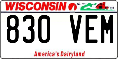 WI license plate 830VEM