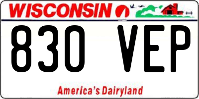 WI license plate 830VEP