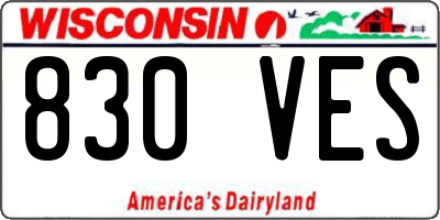 WI license plate 830VES