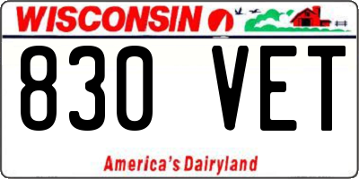 WI license plate 830VET