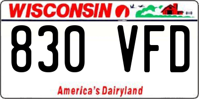 WI license plate 830VFD