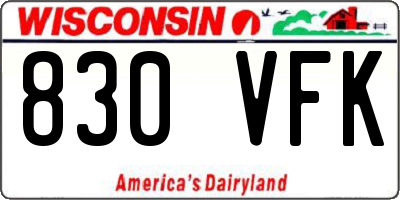 WI license plate 830VFK