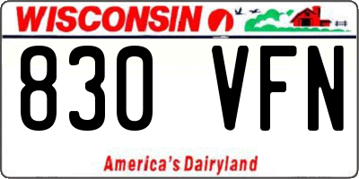 WI license plate 830VFN