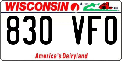 WI license plate 830VFO