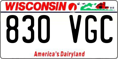 WI license plate 830VGC