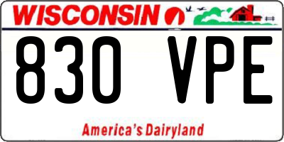 WI license plate 830VPE