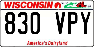 WI license plate 830VPY