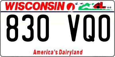 WI license plate 830VQO