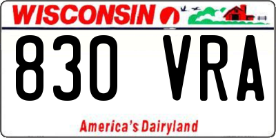 WI license plate 830VRA