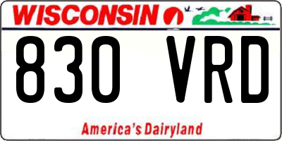 WI license plate 830VRD