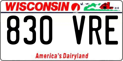 WI license plate 830VRE
