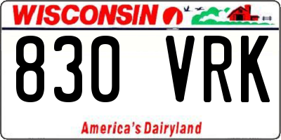 WI license plate 830VRK