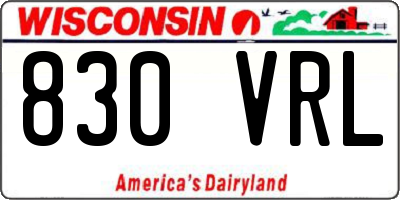 WI license plate 830VRL