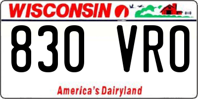 WI license plate 830VRO