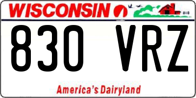 WI license plate 830VRZ