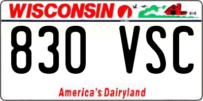 WI license plate 830VSC