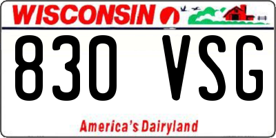 WI license plate 830VSG