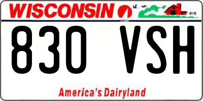 WI license plate 830VSH