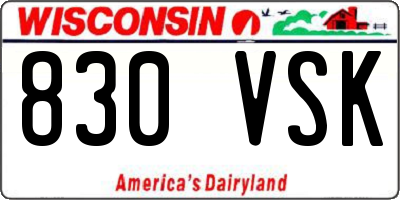 WI license plate 830VSK