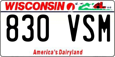 WI license plate 830VSM