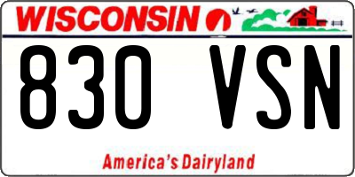 WI license plate 830VSN