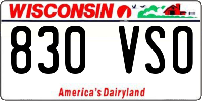 WI license plate 830VSO