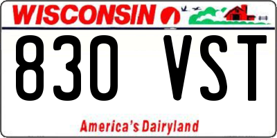 WI license plate 830VST