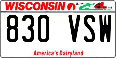 WI license plate 830VSW