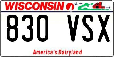 WI license plate 830VSX
