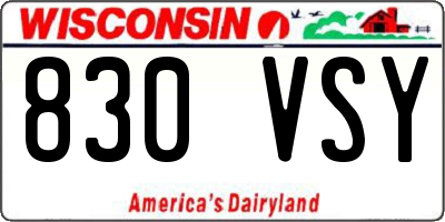 WI license plate 830VSY