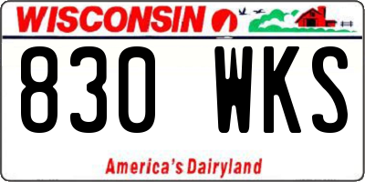 WI license plate 830WKS