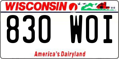 WI license plate 830WOI