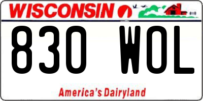 WI license plate 830WOL