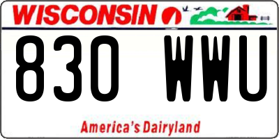WI license plate 830WWU